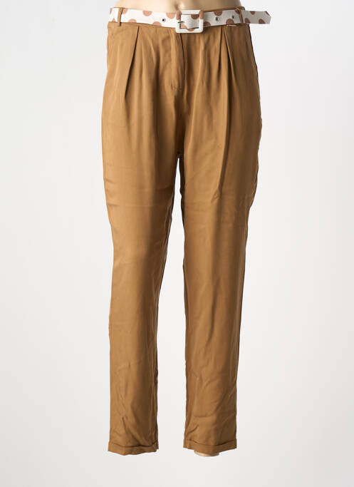 Pantalon droit tissage popeline taille haute marron XT STUDIO femme