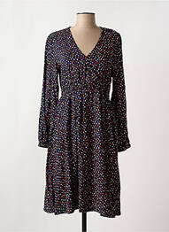 Robe mi-longue coupe fluide manches longues bleu ELLE EST OU LA MER femme