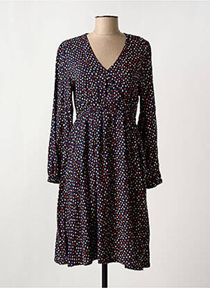 Robe mi-longue coupe fluide manches longues bleu ELLE EST OU LA MER femme