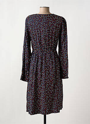 Robe mi-longue coupe fluide manches longues bleu ELLE EST OU LA MER femme