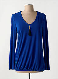 Top col v manches longues bleu BATIDA femme