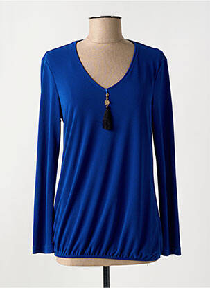Top col v manches longues bleu BATIDA femme