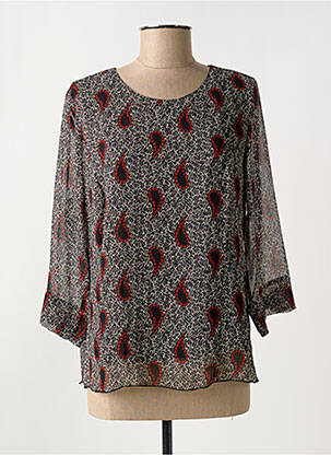 Blouse imprimé fantaisie manches longues noir GEVANA femme