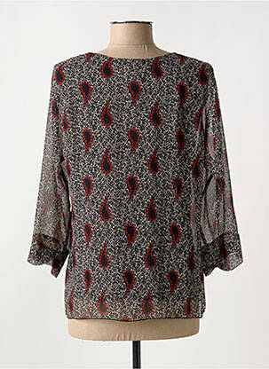 Blouse imprimé fantaisie manches longues noir GEVANA femme