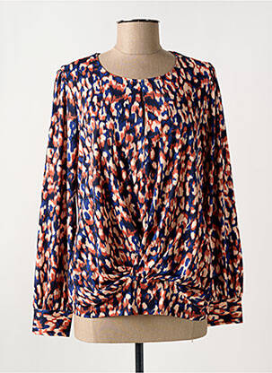 Blouse imprimé fantaisie manches longues bleu K-DESIGN femme