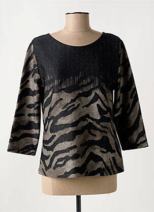 Top imprimé fantaisie manches longues noir ESTEL COLLECTION femme