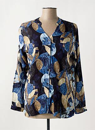Chemisier imprimé fantaisie manches longues bleu FRANCE RIVOIRE femme