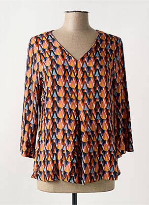 Blouse imprimé fantaisie manches longues bleu GEVANA femme