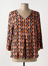 Blouse imprimé fantaisie manches longues bleu GEVANA femme