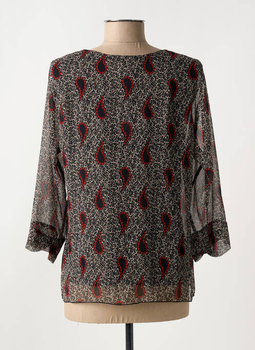 Blouse imprimé fantaisie manches longues noir GEVANA femme