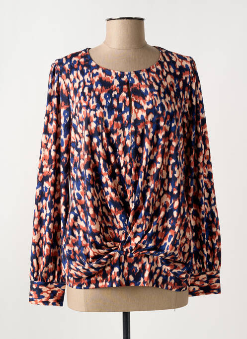 Blouse imprimé fantaisie manches longues bleu K-DESIGN femme