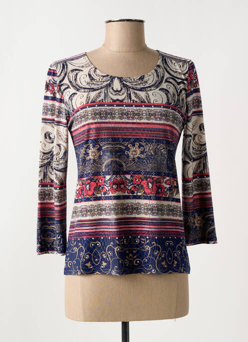 Top imprimé fantaisie manches longues bleu GEVANA femme