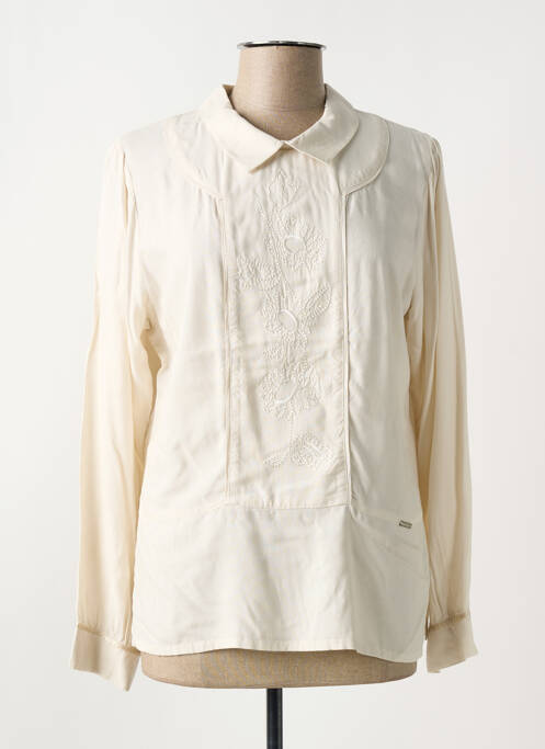 Blouse fermeture boutonnée au dos manches longues beige AGATHE & LOUISE femme