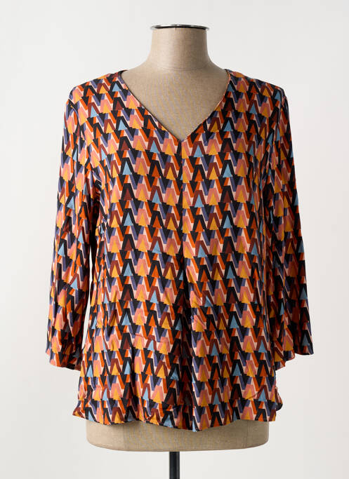 Blouse imprimé fantaisie manches longues bleu GEVANA femme