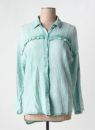Chemisier coupe droite manches longues bleu FARFALLA femme
