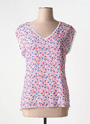 T-shirt col v manches courtes rose C'EST BEAU LA VIE femme
