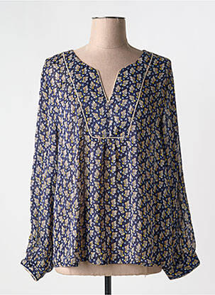 Blouse imprimé fantaisie manches longues bleu BY ONE femme