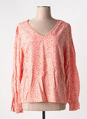 Blouse tissage popeline manches longues orange CREAM femme