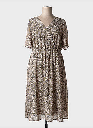 Robe mi-longue imprimé fantaisie manches courtes vert ONLY CARMAKOMA femme
