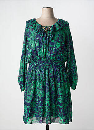 Robe mi-longue coupe fluide manches longues vert AMY&CLO femme