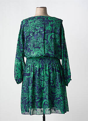 Robe mi-longue coupe fluide manches longues vert AMY&CLO femme