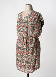 Robe mi-longue imprimé fantaisie manches courtes noir BY ONE femme