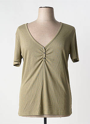 T-shirt col v manches courtes vert ONLY CARMAKOMA femme