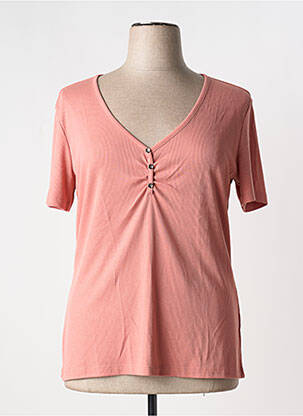 T-shirt col v manches courtes rose ONLY CARMAKOMA femme