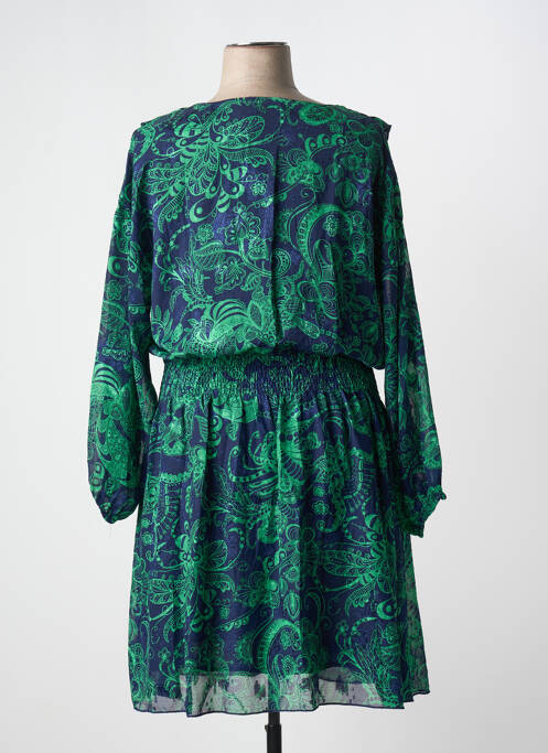 Robe mi-longue coupe fluide manches longues vert AMY&CLO femme