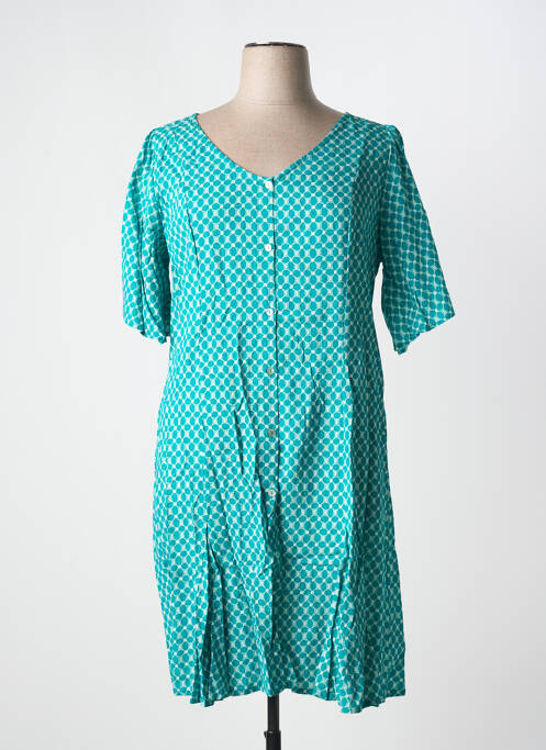 Robe mi-longue imprimé fantaisie manches courtes vert CREAM femme