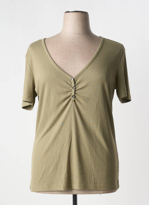 T-shirt col v manches courtes vert ONLY CARMAKOMA femme