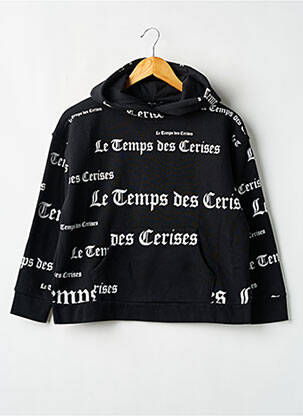 Sweat-shirt à capuche coupe droite manches longues noir LE TEMPS DES CERISES garçon