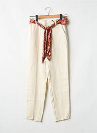 Pantalon droit tissage popeline taille normale beige LABDIP femme