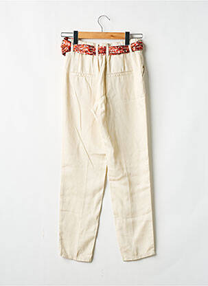 Pantalon droit tissage popeline taille normale beige LABDIP femme