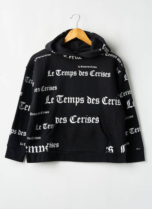 Sweat-shirt à capuche noir LE TEMPS DES CERISES pour garçon