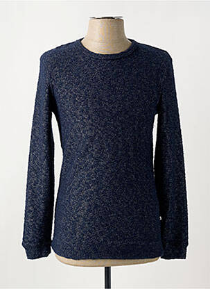 Pull tissage chiné manches longues bleu MINIMUM homme