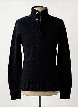 Pull maille tricot manches longues noir SCHOTT homme