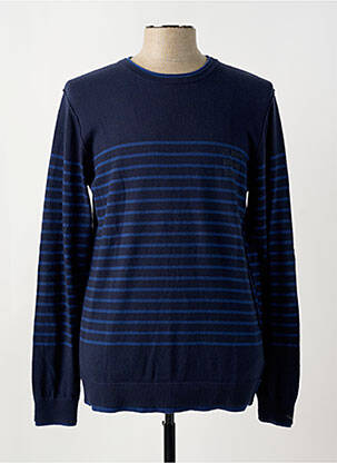 Pull col rond manches longues bleu LE TEMPS DES CERISES homme