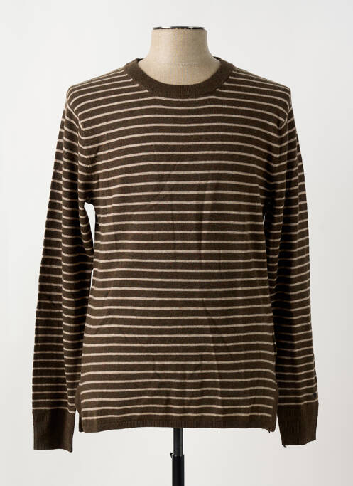 Pull col rond manches longues marron SCOTCH & SODA homme