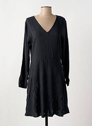 Robe mi-longue manches longues manches longues noir ICHI femme