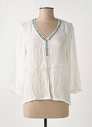 Blouse légère et transparente manches 3/4 blanc TEDDY SMITH femme
