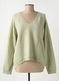 Pull tissage chiné manches longues vert MINIMUM femme