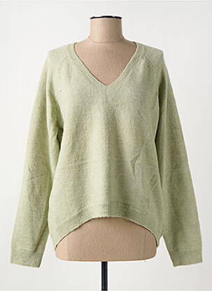 Pull tissage chiné manches longues vert MINIMUM femme