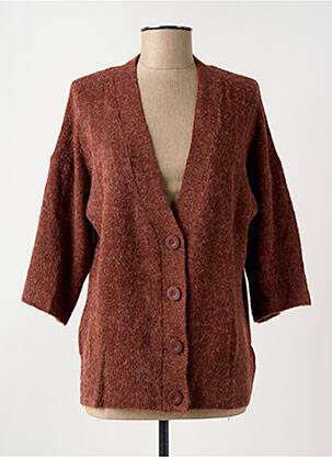 Gilet manches longues manches 3/4 marron ICHI femme