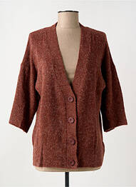 Gilet manches longues manches 3/4 marron ICHI femme