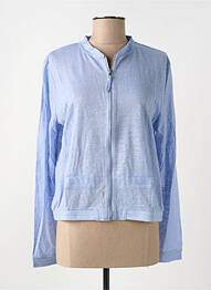 Veste casual col rond bleu ATELIERS DE LA MAILLE femme