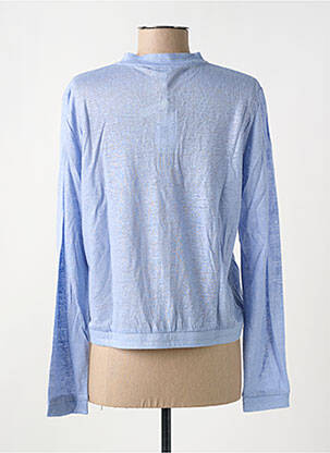 Veste casual col rond bleu ATELIERS DE LA MAILLE femme