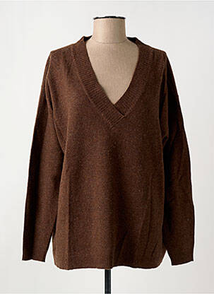 Pull col v manches longues marron MINIMUM femme