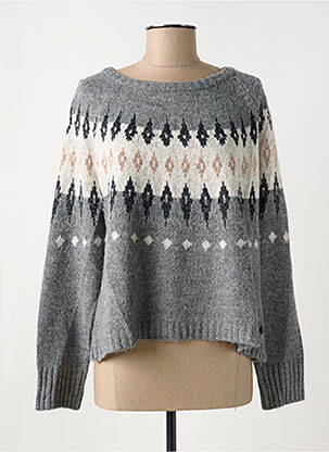 Pull tissage chiné manches longues gris BSB femme
