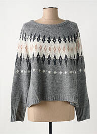 Pull tissage chiné manches longues gris BSB femme